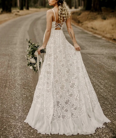 CW560 Long sleeve Beach wedding dress