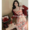MX465 Korean Floral Chiffon Midi Party dresses