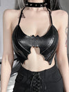 TJ168 Fashion Gothic Bat Halter leather Cami Tops