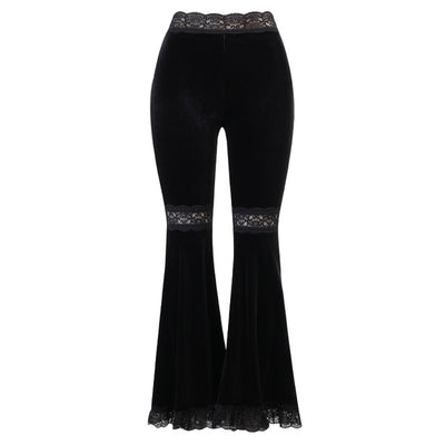 TP42  High Waist Velvet lace Flare Pants