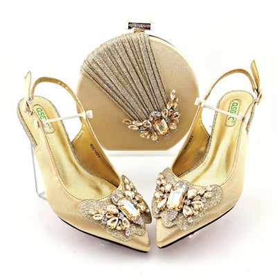 BS169 Butterfly diamond knot Bridal Heels+ Clutch Bags ( 7 Colors )