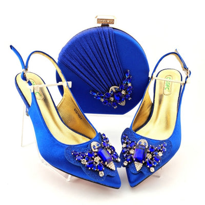 BS169 Butterfly diamond knot Bridal Heels+ Clutch Bags ( 7 Colors )