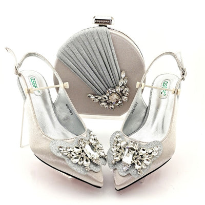 BS169 Butterfly diamond knot Bridal Heels+ Clutch Bags ( 7 Colors )