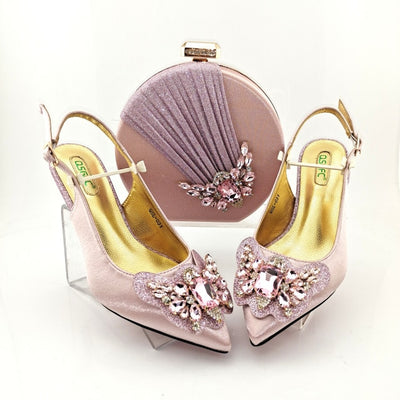 BS169 Butterfly diamond knot Bridal Heels+ Clutch Bags ( 7 Colors )