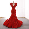 LG332 Real Photo special cap sleeves flower Red Carpet Gowns(2 Colors)