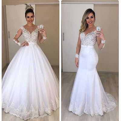 CW860: 2In1 Mermaid Wedding Dress with removable skirt