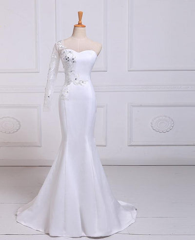 CW180 Real Photo One sleeve  mermaid Wedding dress