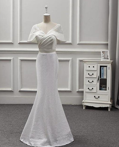 CW185 Real Photo Batwing Sleeve sequins mermaid Wedding Dress