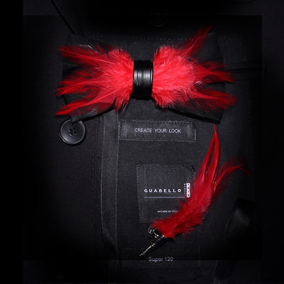 GM09 : 63 Feather Styles Set of Bow tie+Brooch for Grooms