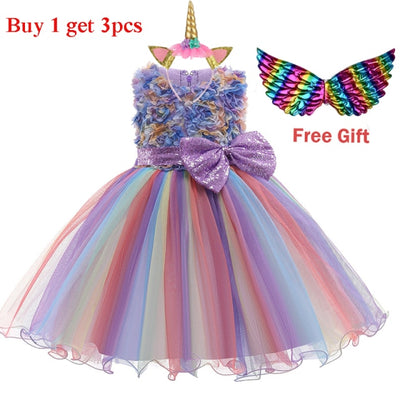 FG416 : 3pcs Rainbow girl dress sets ( 13 Colors )