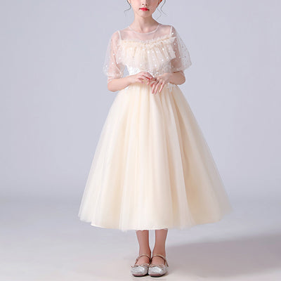 FG546 Midi Princess dresses for girls (Pink/Beige)