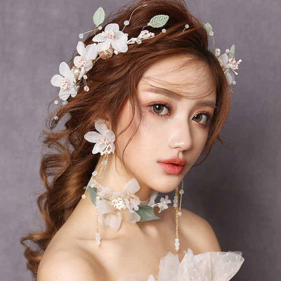 BJ151 : 3PCS Korean flower Headbands + Earrings