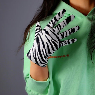 BV122 : 9 Styles Zebra Print Leather Gloves