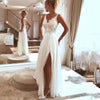 CW266 Simple side split top lace beach Wedding Dress
