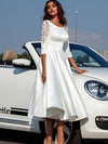 SS188 : 3/4 Long Sleeve Satin Ankle Length Bridal Gown