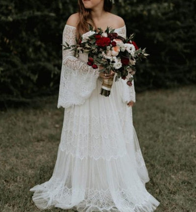 CW428 Plus size Flare sleeves Garden Wedding dress for Pre-wedding Photoshoot