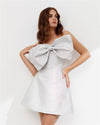SS211 Simple strapless big bow short Wedding dress
