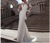 CW215 Long Sleeves Lace Appliques Beach Bridal Dress