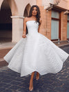 SS130 Classy strapless Mid-calf Wedding Gown