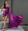 MX271 Elastic Purple Reflective Mini Party Dress