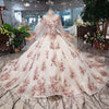 CG143 Real Photo long sleeve 3d flower beaded Ball gowns (2 Colors)