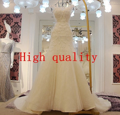 HW53 High quality O-neck cap sleeve  wedding gown