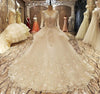 HW33 Ivory half sleeve crystals beaded lace up back Bridal Gowns