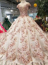 CG140 Real Photo High neck floral beaded Swollen Gown