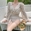 SW21 Lace Long Sleeves Mesh One Piece Swimsuit