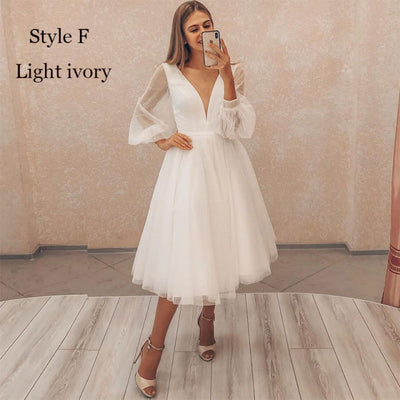 SS192 : 8 Styles cheap simple tea-length wedding dress