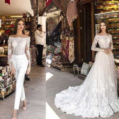 PD71 : 2in1 Wedding Jumpsuit with detachable skirt
