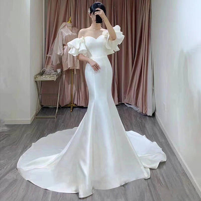 CW866 Simple satin mermaid wedding dress