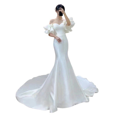 CW866 Simple satin mermaid wedding dress