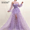 PP382 Mesh Lantern sleeve A-line evening dresses ( Custom Colors )
