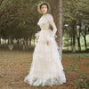CW669 Vintage Sheer Sleeves Polka Dots Tulle Bridal Dress