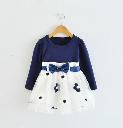 FG111 Long Sleeve Baby Girls Dresses for 0-2 years (3Colors)