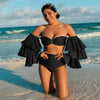 SW07 Vintage ruffle sleeve Bikini sets (2 Colors )