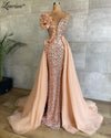 LG568 Pink sequin Party gown with removable skirt