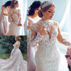 HW140 Plus size High Neck mermaid Wedding Gown with detachable train