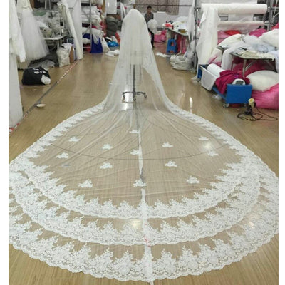 BV08 Luxury 5 Meters lace Edge Sequins 3 Layers Wedding Veil