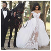 CW404 Off the shoulder Wedding dress with detachable train