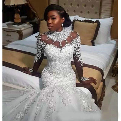 HW441 Plus size African Mermaid Wedding Dresses