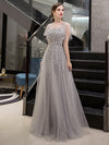 LG389 Luxury Beaded Sequins A-line Grey Evening Dresses