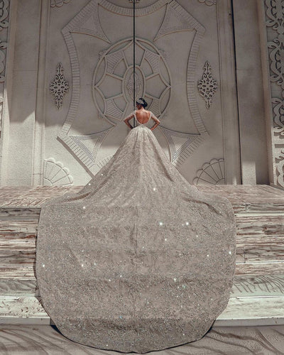 HW531 Luxury Beaded sequin Wedding Dress +matching veil