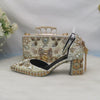 BS37 Luxurious Beige Pearl Wedding shoes with matching bag