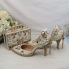 BS37 Luxurious Beige Pearl Wedding shoes with matching bag