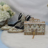 BS37 Luxurious Beige Pearl Wedding shoes with matching bag