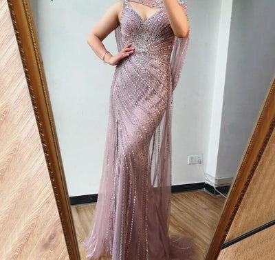 LG218 Plus size Luxury V-neck full Diamond Beading Pageant Gowns(4 Colors)