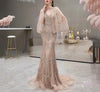 LG199 Luxury V-Neck beading Evening gown+Feathers Shawl(2 Colors)