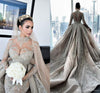 HW428 Luxurious vintage beaded Wedding Gown with detachable train